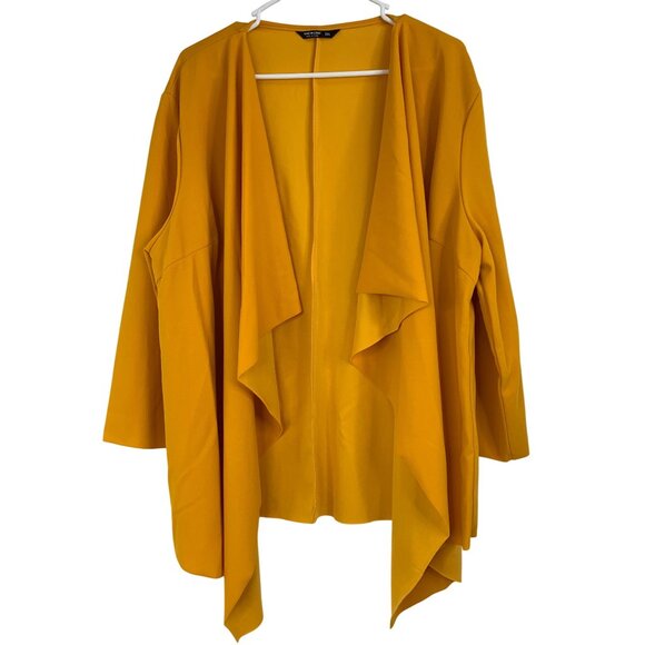 Shein Curve 3XL Marigold Yellow Drape Cardigan Summer RZ10403 3/4 Sleeve EUC - Picture 1 of 6